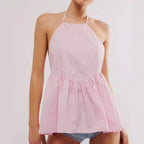 Women's Summer Women Wear Striped Lace Up Backless Women Top Sexy