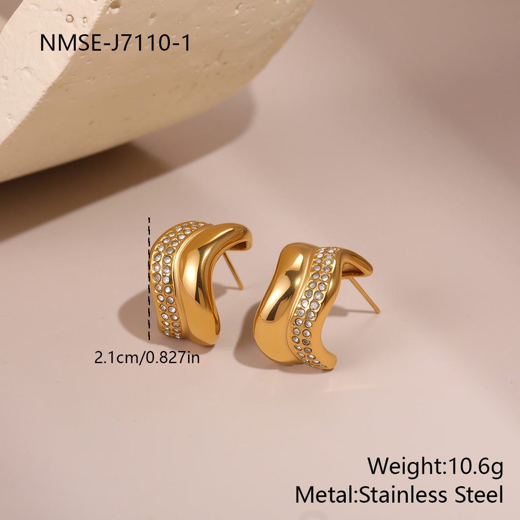 Gold Curve Stud Earrings