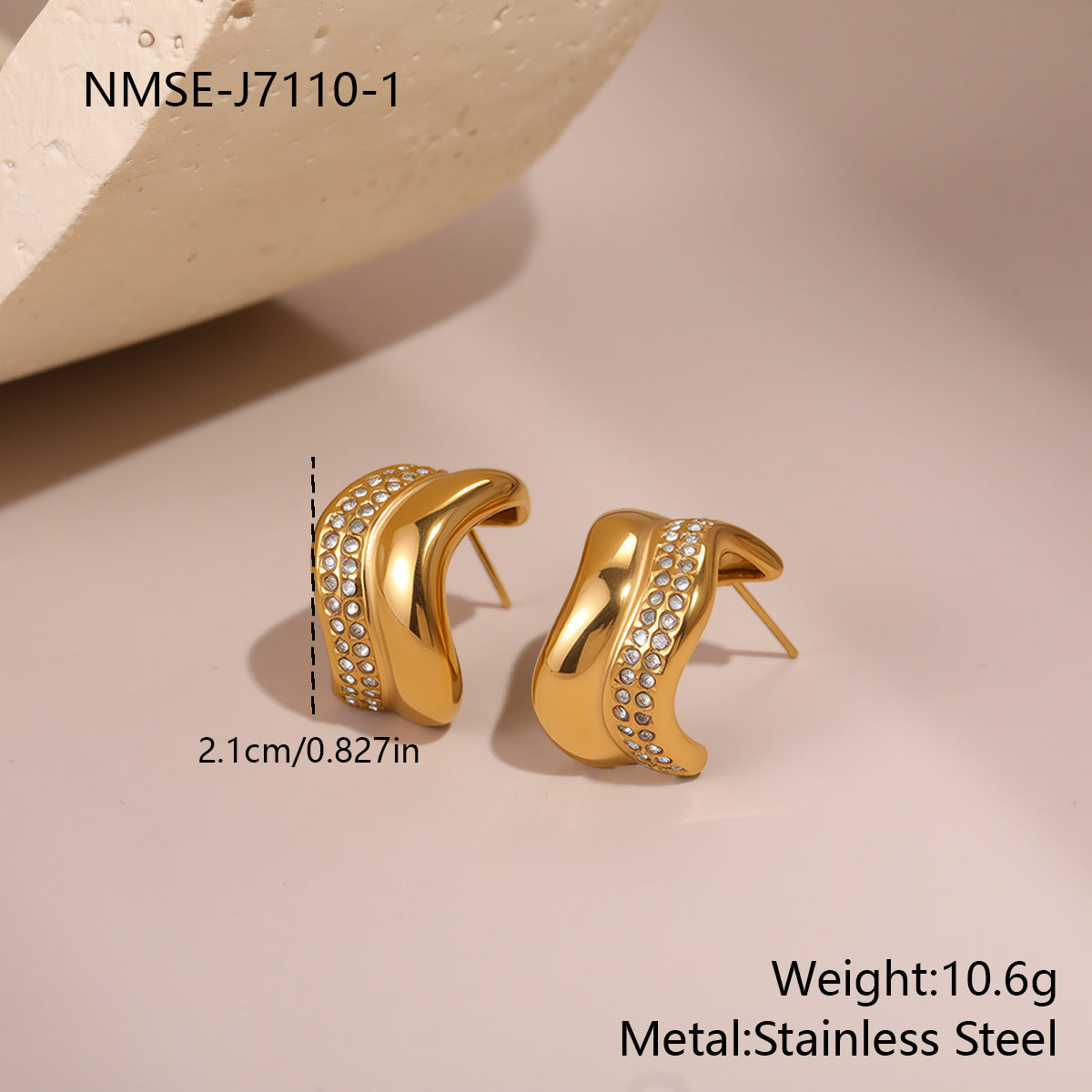 Gold Curve Stud Earrings