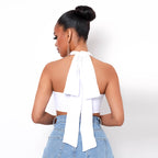 Criss Cross Women Clothing Nightclub Sexy Cropped Halter Bottoming Tube Women Vest
