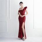 Women's Imitation Handmade Sequin Dinner Slim Fit Fishtail Wedding Gala Cocktail Dress