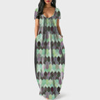 Women's Round-Neck Printed Short-Sleeve Dress