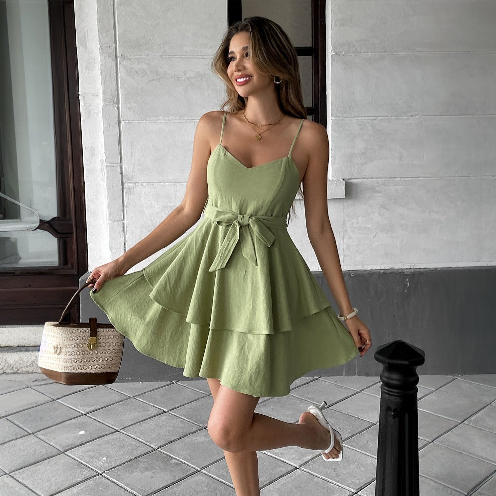 Women's Elegant Dress Summer Ruffled Slip Dress