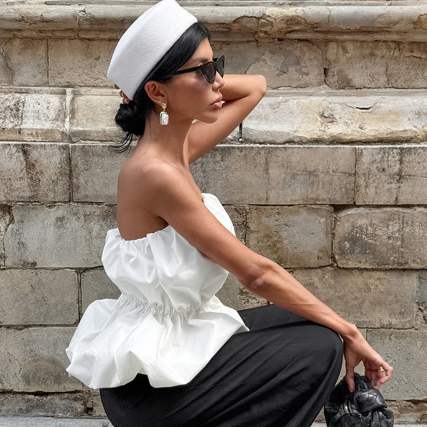 's Tube Top Graceful Personality Waist Balloon Top