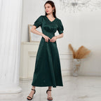 Women's V-Neck Short-Sleeve A-Line Maxi Dress