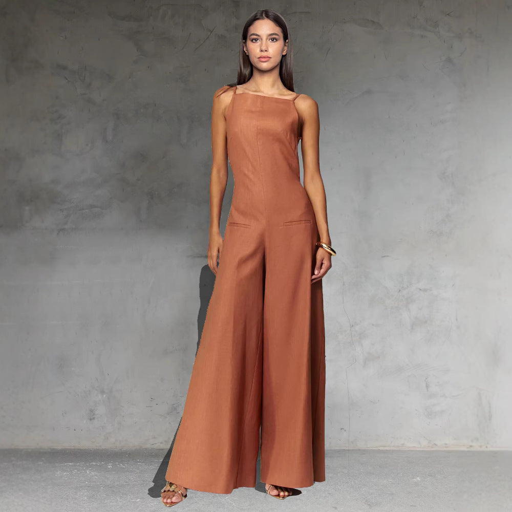 Women's Suspender Wide-Leg Jumpsuit