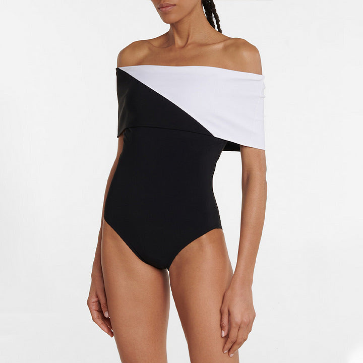 Black and White One-Piece Swimsuit