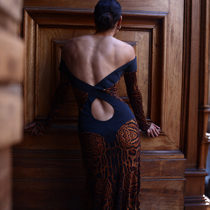 Women's Backless Long Sleeve Dress