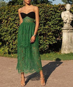 Women's Sweetheart Lace Patchwork Maxi Dress