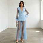 Women's Women's's Socialite Dress V Neck Splicing Lace Grenadine Niche Design Formal Dress