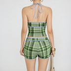 Women Clothing Summer Sexy Bandeau Tube Top Camisole Short Set