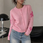 Women's Bow Jacquard Knit Cardigan