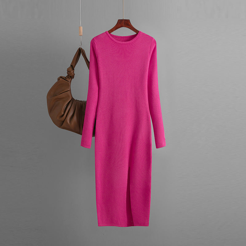 Autumn Winter Slim Fit Knitted Dress Inner Wear Outer Wear Midi Long