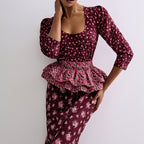 Women's Square-Neck Floral Ruffle Dress