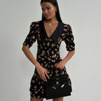 Floral Collared Ruffle A-Line Mini Dress