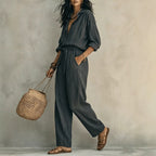 Women's Polo Shirt and Loose Trousers Two-Piece Set