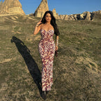 Animal Print Sweetheart Sleeveless Bodycon Maxi Dress