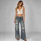 Women's Ripped Straight-Leg Jeans