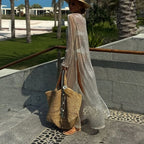 Sheer Long-Sleeve Split Maxi Dress