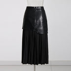 Personalized Street Contrast Color Leather Autumn Skirt
