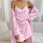 Women's Pink Floral Knitted Nightdress