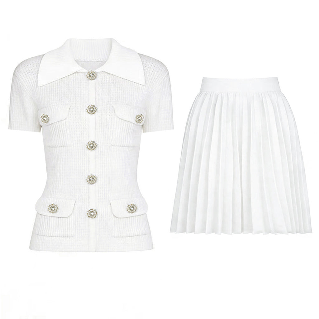 Short Sleeve White Top Skirt
