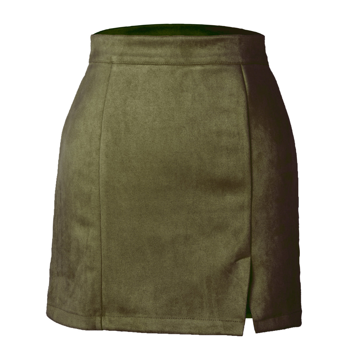 Suede Hip High Waist Zipper Autumn Winter A Line Skirt