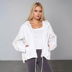 Women's Women Casual Hooded Zipper Polyester Knitted Women Casual Solid Color Original Coat