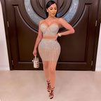Women's Diamond Wrapped Chest Strap Coordinated Two-Piece Set