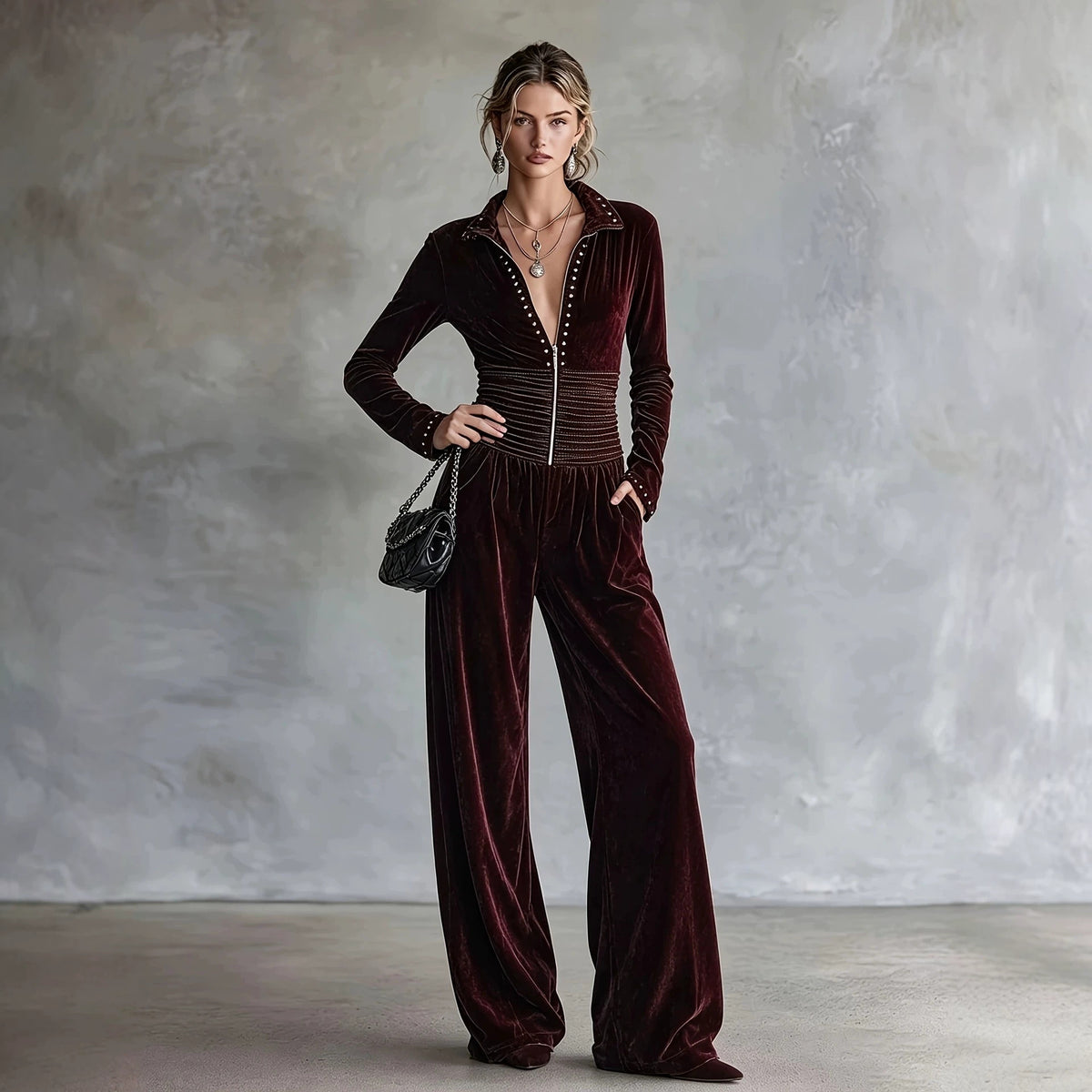 Slim-Fit Long-Sleeve Jumpsuit