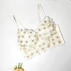 's Three Dimensional Floral Beaded Camisole Elegant Graceful