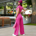 Women's Short Sleeved Women's Cropped T-Shirt Summer Trousers Women's