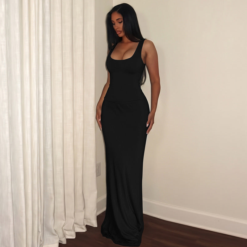 Women's Sleeveless Vest & Fishtail Skirt Set