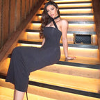 Halter Lace-Up Sheath Maxi Dress