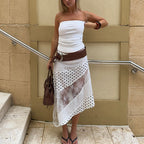 Women's Polka Dot Skirt Lace Irregular Asymmetric Maxi for