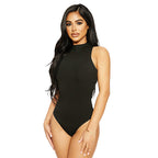Half Turtleneck Sleeveless Cotton Jumpsuit