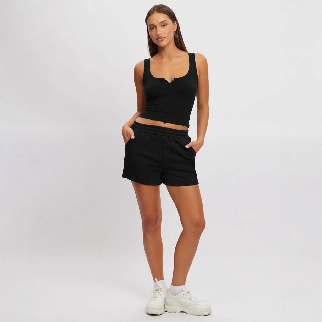 Women's Sleeveless U-Neck Button-Front Vest Top