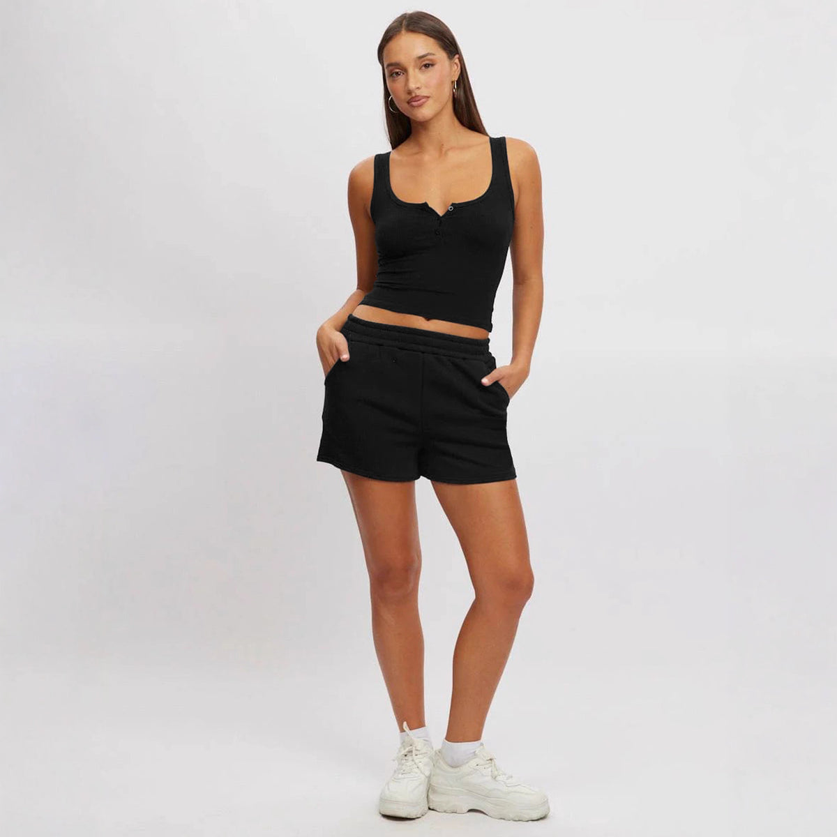 Women's Sleeveless U-Neck Button-Front Vest Top