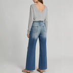 Washed Straight All Matching Slimming Draping Office Women