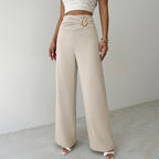 Women's Casual Trousers For Women Autumn High Waist Metal Decoration Straight Leg Pants