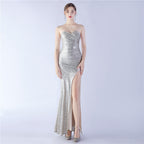 Women's Embellished Shrink Fold Wrinkle Simple Retro Strapless Evening Dress