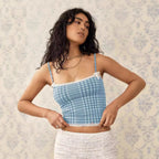 Women's Plaid Lace Tank Top