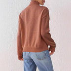 Women Clothing Personality Color Random Imitation Hand Crocheted Stitching Woven Top Pullover Sweater