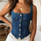 Slim Fit Denim Square Neck Camisole