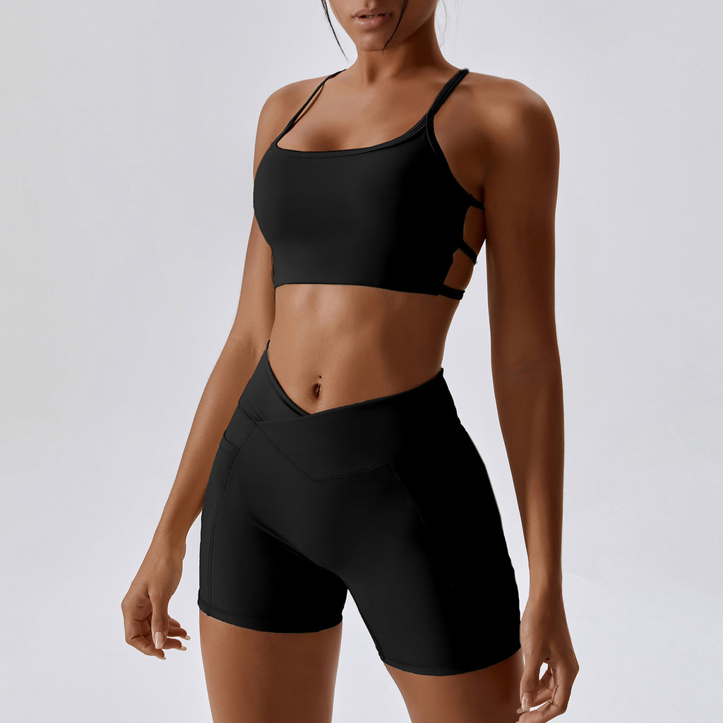 Spaghetti Strap Bra Shorts Premium Black