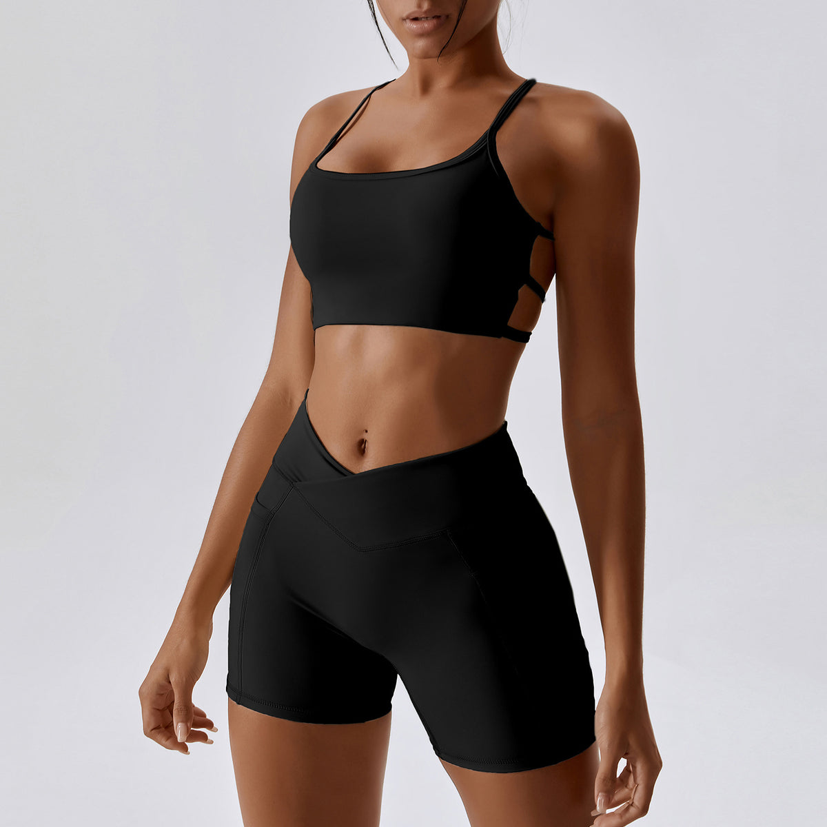Spaghetti Strap Bra Shorts Premium Black