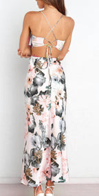 Lace Printing Satin Elegant Dress