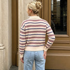 Women's Striped Collared Knit Sweater