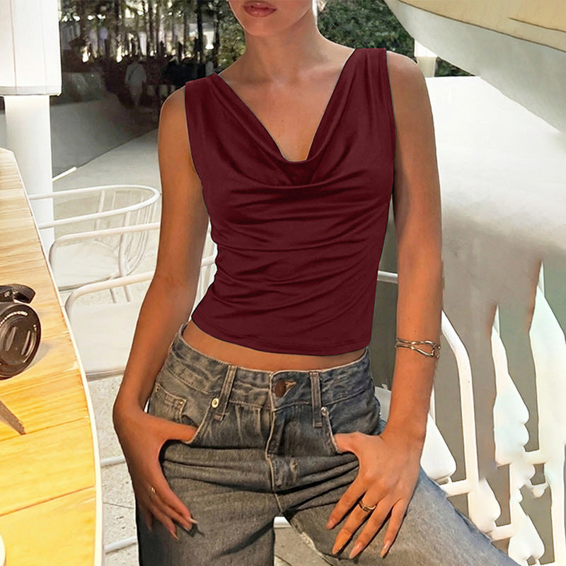 Women's Deep V-Neck Backless Lace-Up Vest Top