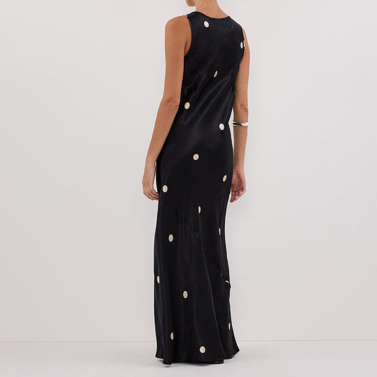 Polka-Dot Sleeveless Maxi Dress